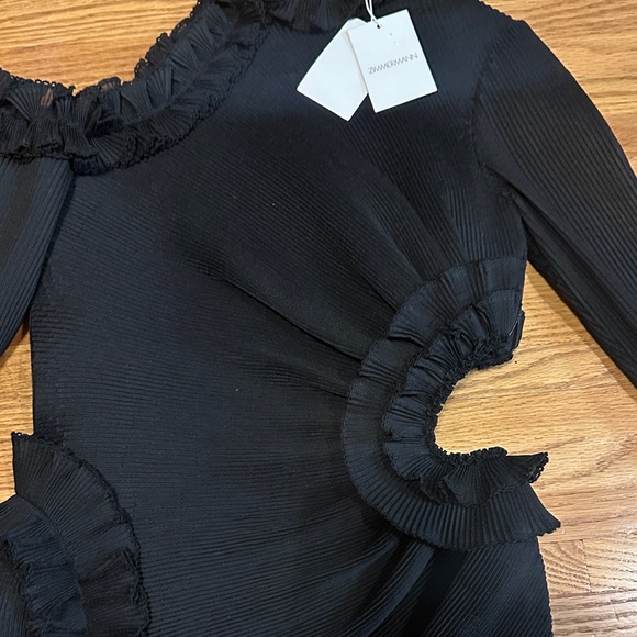 Zimmermann Black Ruffled Long Sleeve Dress - Picture 5 of 10